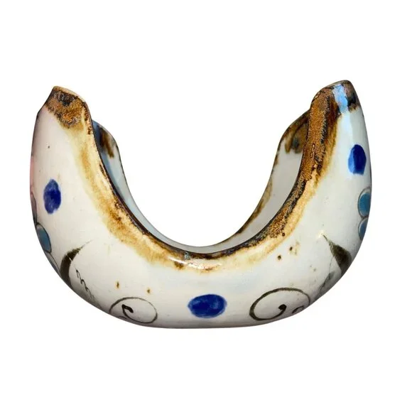 Ken Edwards Vintage Candle Holder Tonala Pottery Bird Hand Painted U Shape